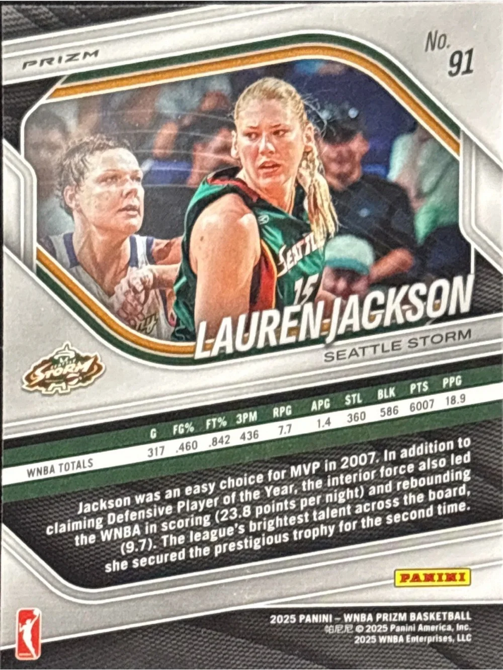 Panini Prizm Lauren Jackson Seattle Storm Prizm Holographic Card